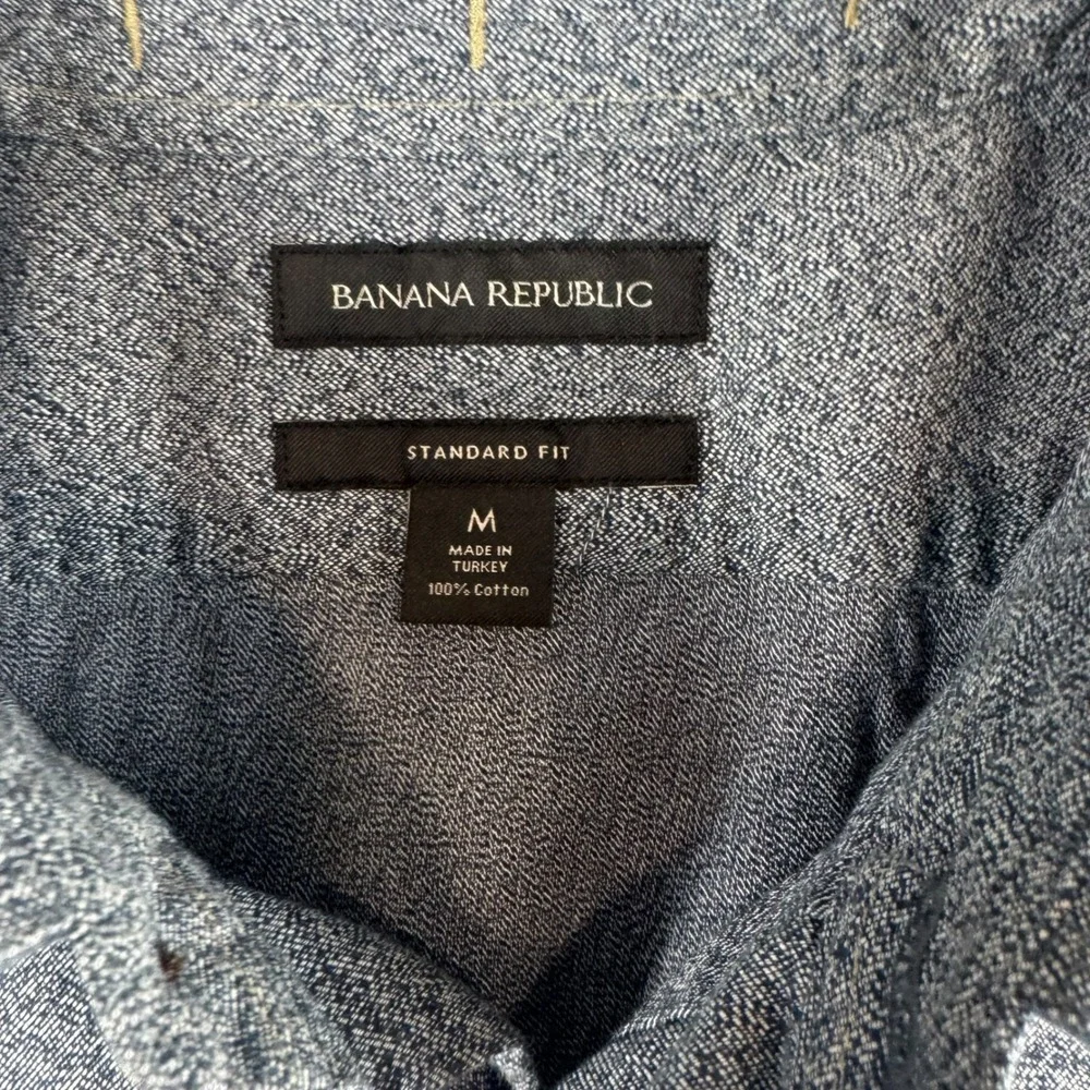 Banana Republic Mens Standard Fit Blue Textured Cotton Button Down Shirt Medium